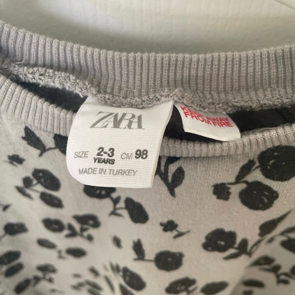 Pre Owned Girls ZARA Floral Raglan Sweatshirt Sz 2-3 Yrs - Picture 6 of 7